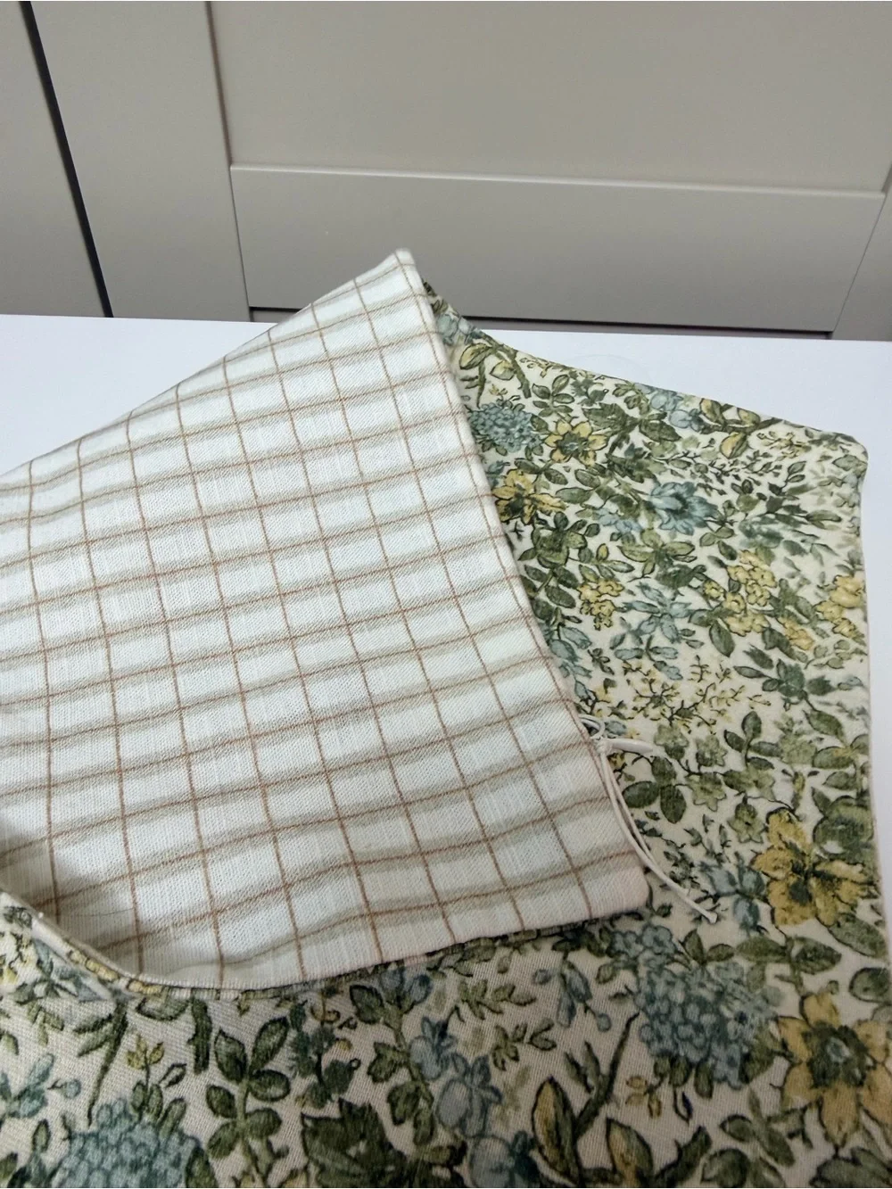 West Elm Green and Cream Floral Wall Tapestry